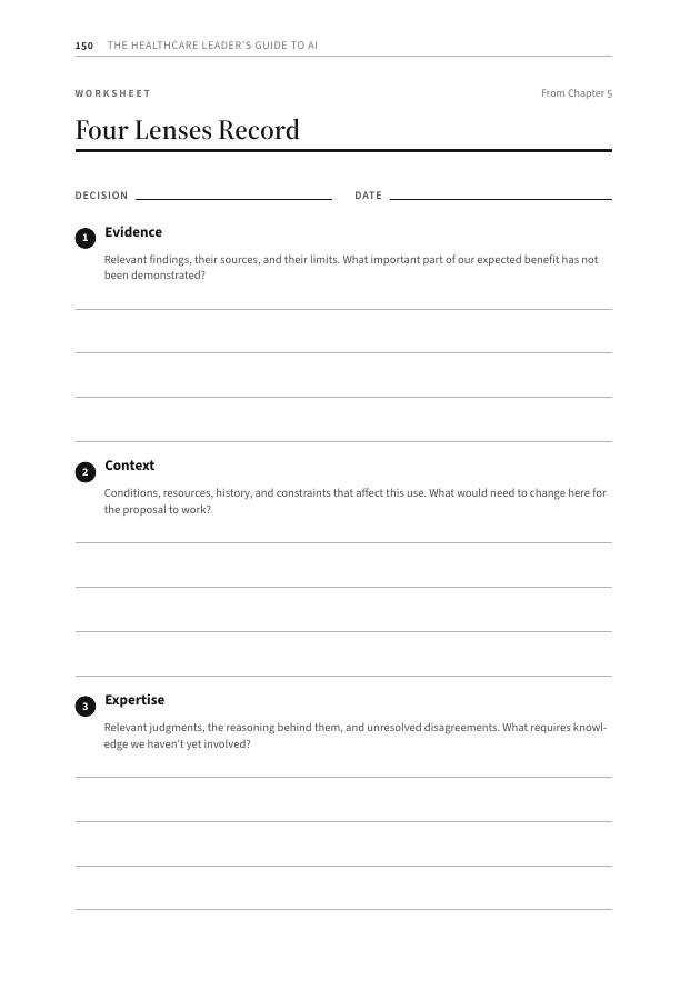 Preview of the Four Lenses Decision Worksheet